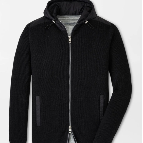 Peter Millar Other - EUC Black Peter Millar  Holdridge Hybrid Slim-Fit Ribbed Wool Hooded Jacket SZ L